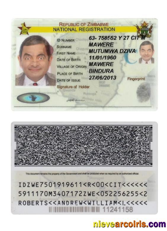 Zimbabwe national registration ID card